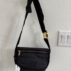 NWT Herschel Supply Company Black Mini Bag with Gold Accents